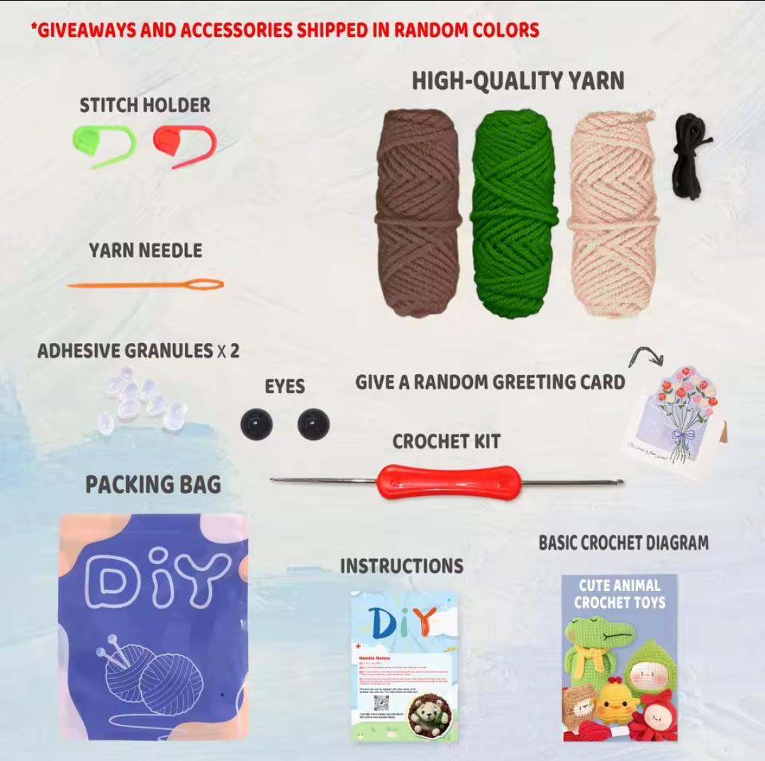 Beginner amigurumi crochet kit – diy hedgehog crochet set | handmade craft kit for beginners | adorable stuffed animal project