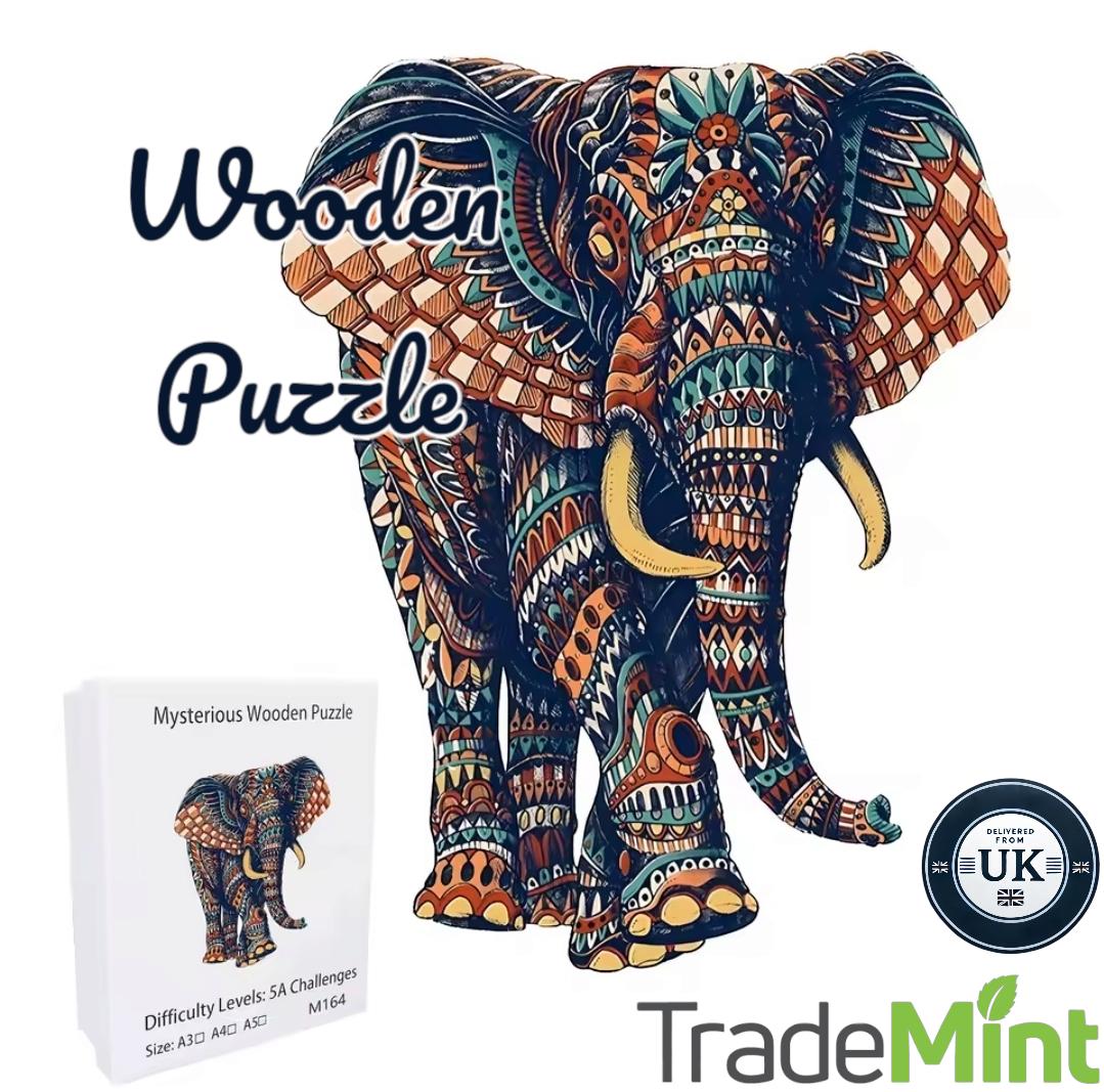 Premium wooden Elephant puzzle | laser-cut animal design for kids & adults | perfect gift idea
