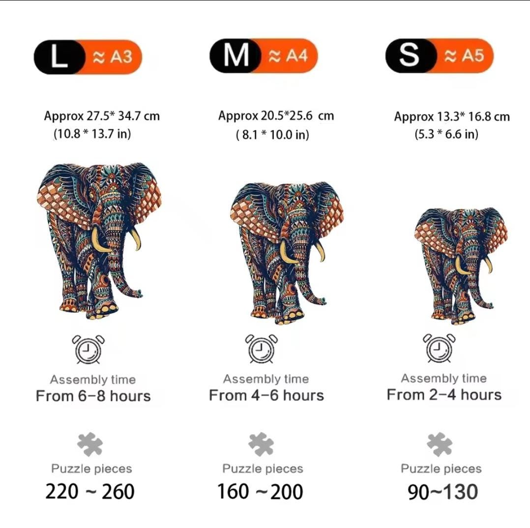 Premium wooden Elephant puzzle | laser-cut animal design for kids & adults | perfect gift idea