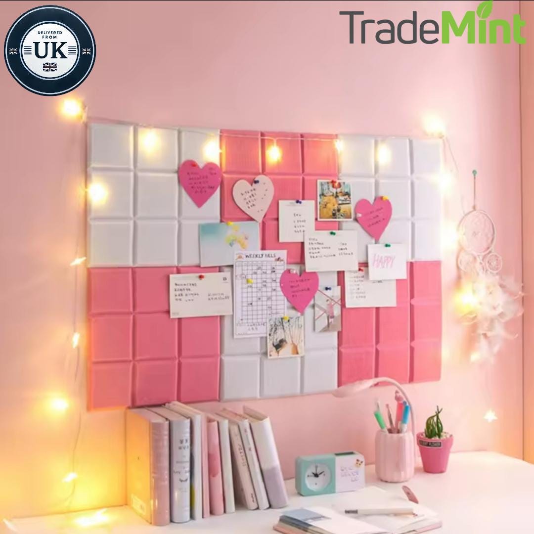 Felt board wall tiles | 30x30cm decorative boards for photos and messages | room and office decor