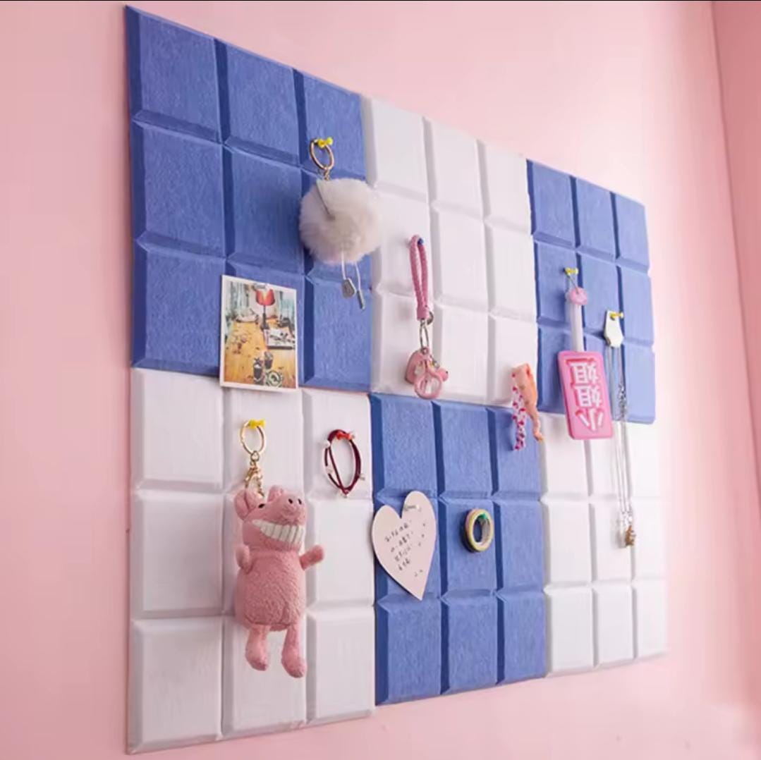 Felt board wall tiles | 30x30cm decorative boards for photos and messages | room and office decor