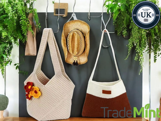 Crochet bag kit for beginners - includes yarn, tools & tutorials for diy shoulder or tote bag craft