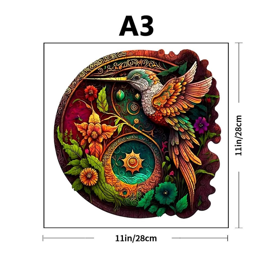 Hummingbird wooden puzzle kit – diy 3d craft for adults & kids | unique handmade gift | eco-friendly home décor