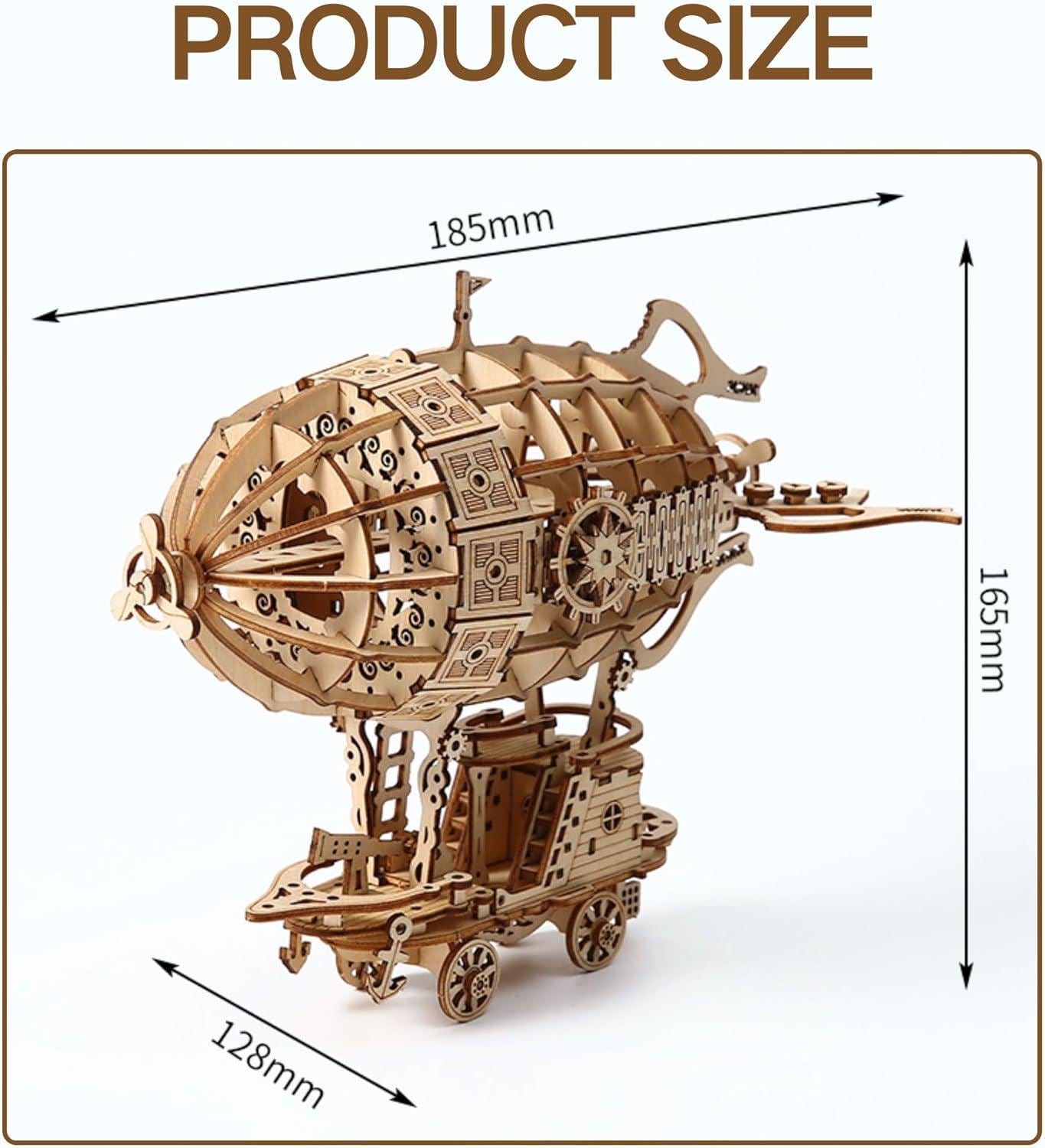 3d wooden airship puzzle | diy model kit for adults & kids | unique home decor and  creative gift idea