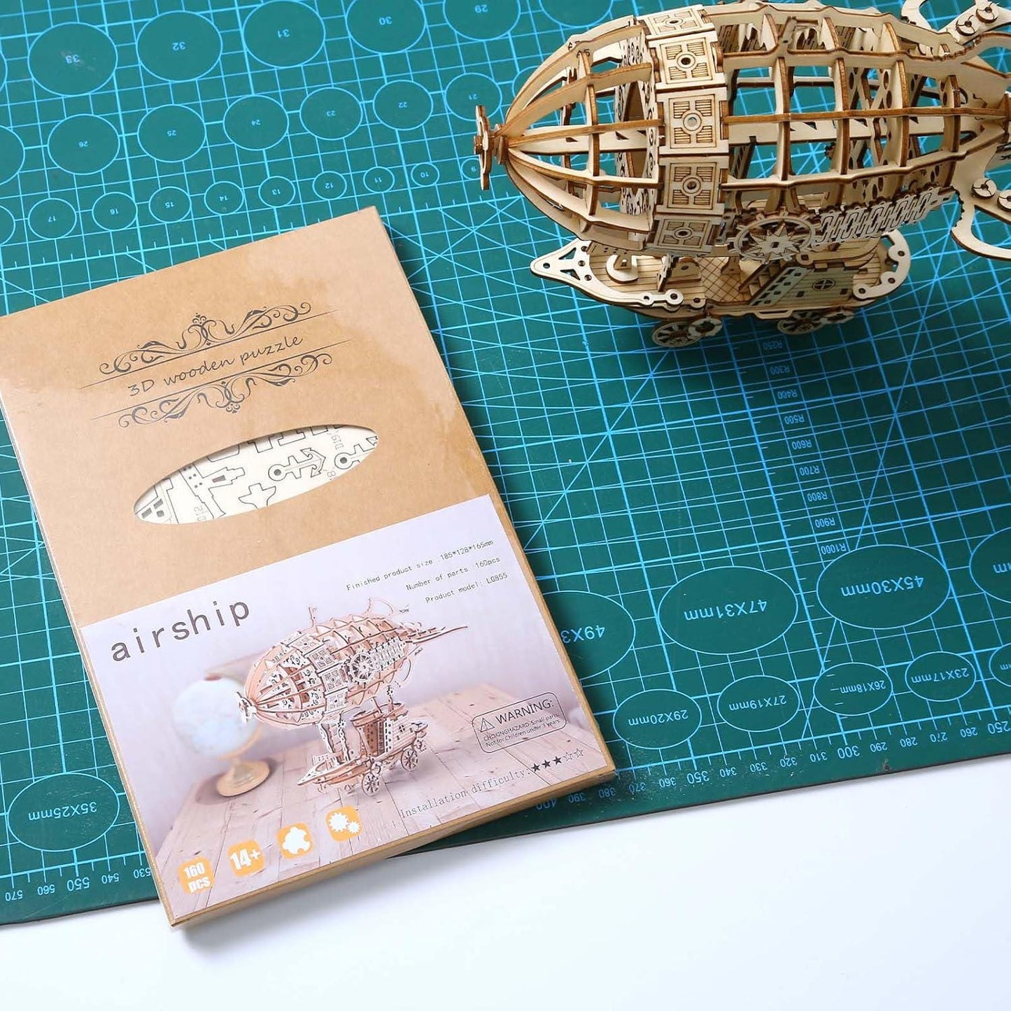 3d wooden airship puzzle | diy model kit for adults & kids | unique home decor and  creative gift idea