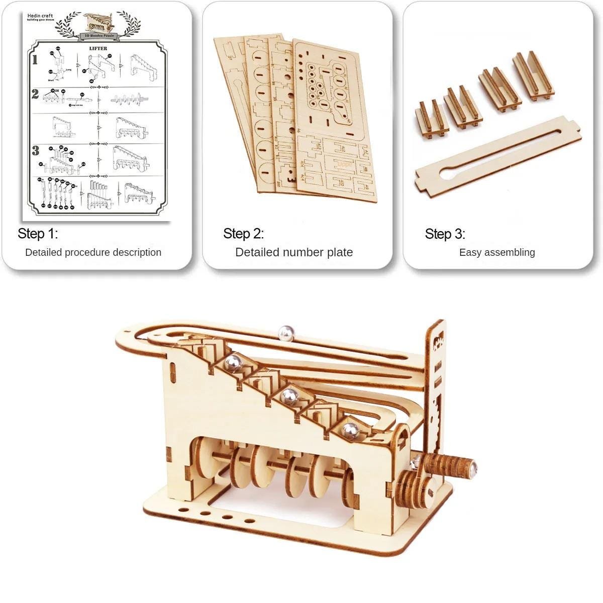 DIY 3D Wooden Marble Run Puzzle | Spiral & Track Ball Model Kits | STEM Educational Toys and Gift for Kids and Adults