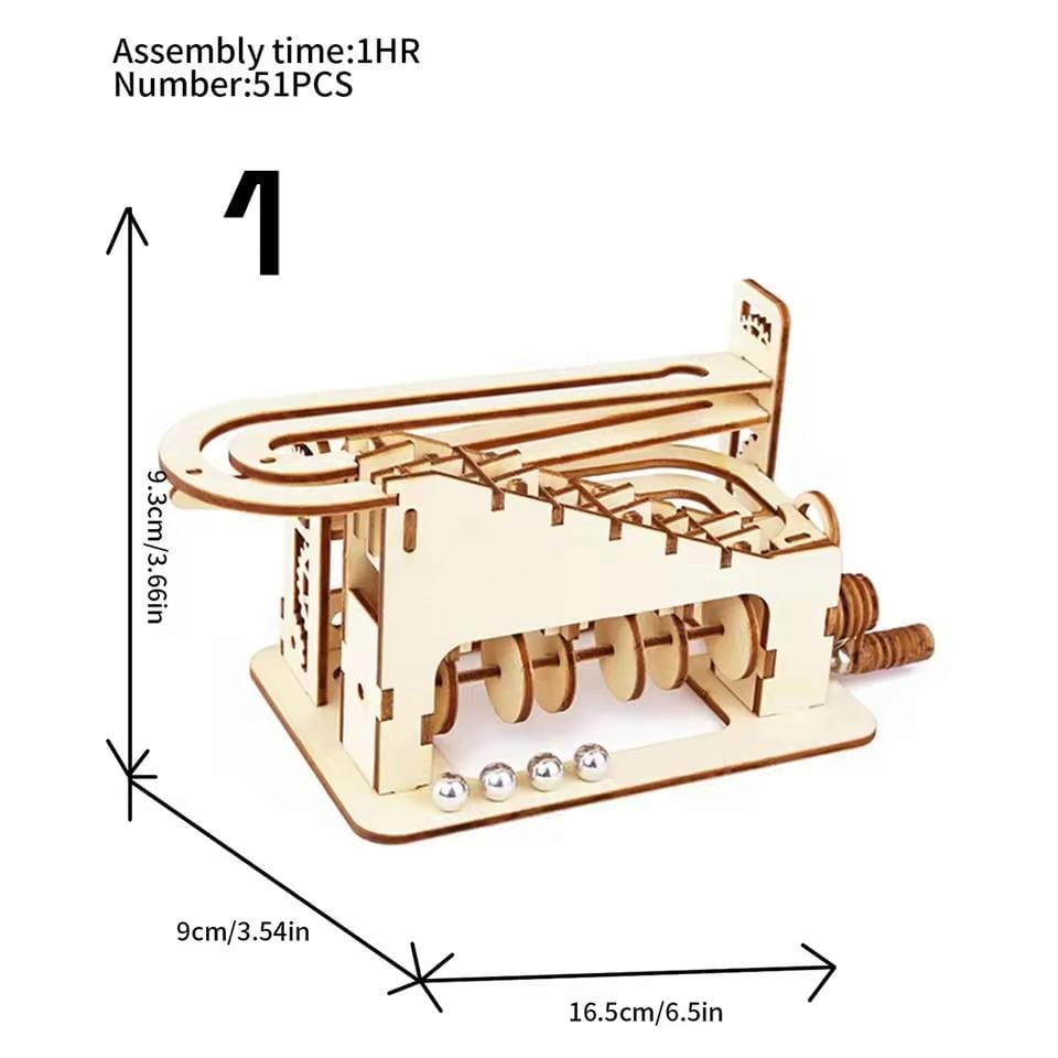 DIY 3D Wooden Marble Run Puzzle | Spiral & Track Ball Model Kits | STEM Educational Toys and Gift for Kids and Adults