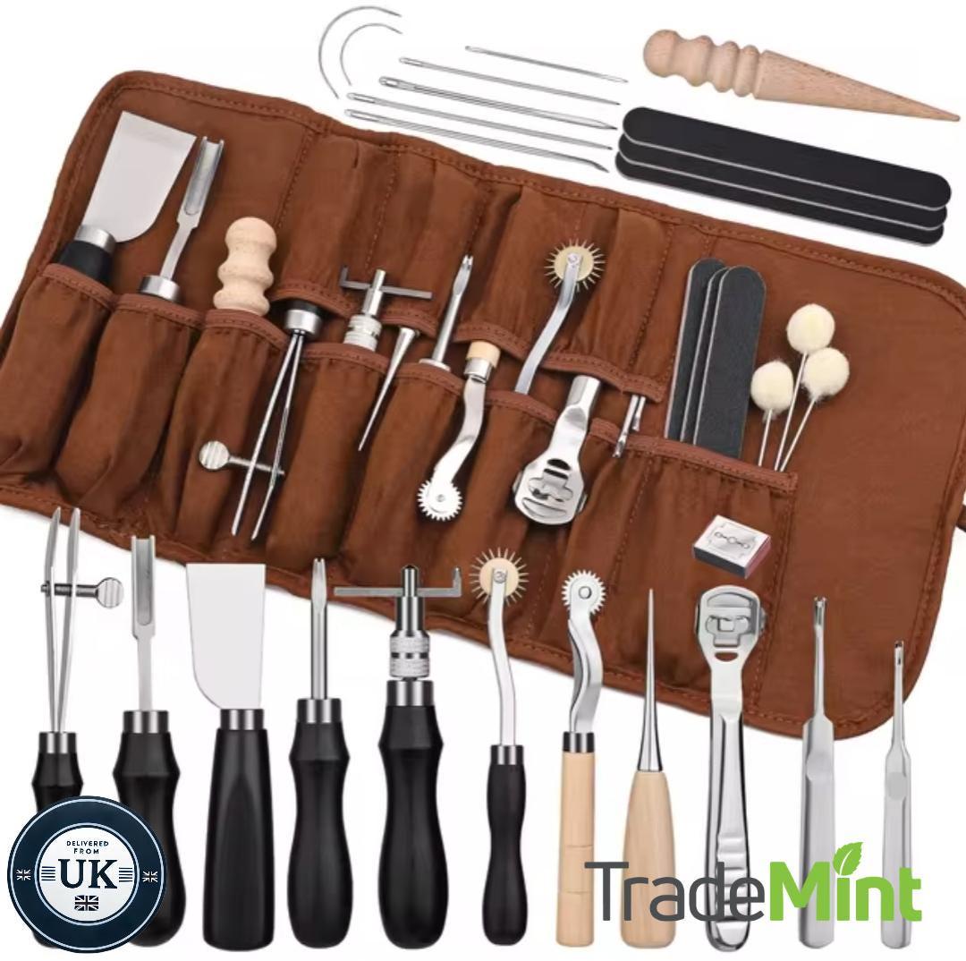 37-piece leather craft tools set | edge skiver, sewing, and stitching tools