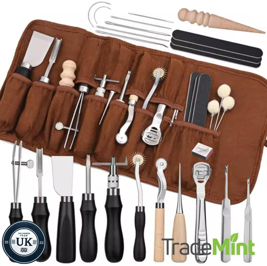 37-piece leather craft tools set | edge skiver, sewing, and stitching tools