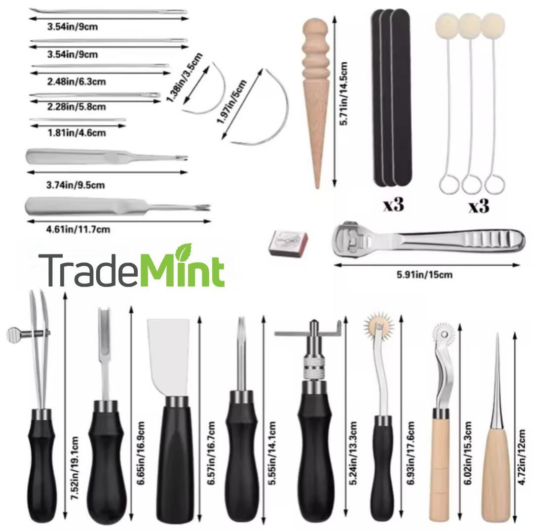 37-piece leather craft tools set | edge skiver, sewing, and stitching tools