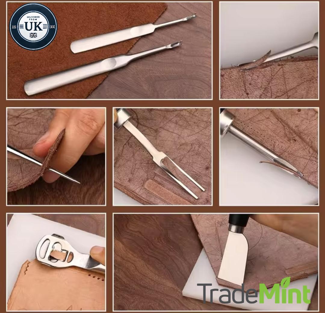 37-piece leather craft tools set | edge skiver, sewing, and stitching tools