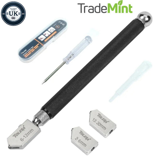 Glass cutter tool set | 2mm-20mm carbide tip with bonus blades, oil dropper & storage box