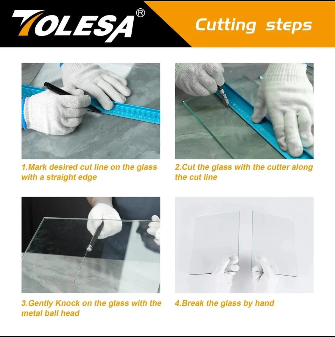 Glass cutter tool set | 2mm-20mm carbide tip with bonus blades, oil dropper & storage box