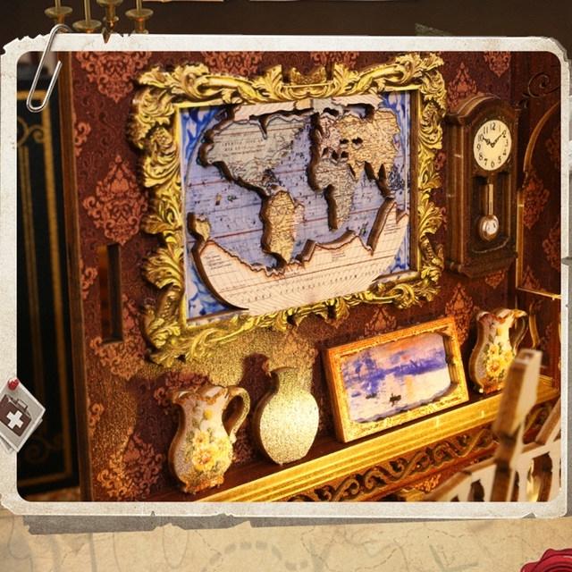 DIY Library Book Nook Kit – Miniature Wooden Bookshelf Insert with LED Lights | Unique Gift for Book Lovers & Home Decor