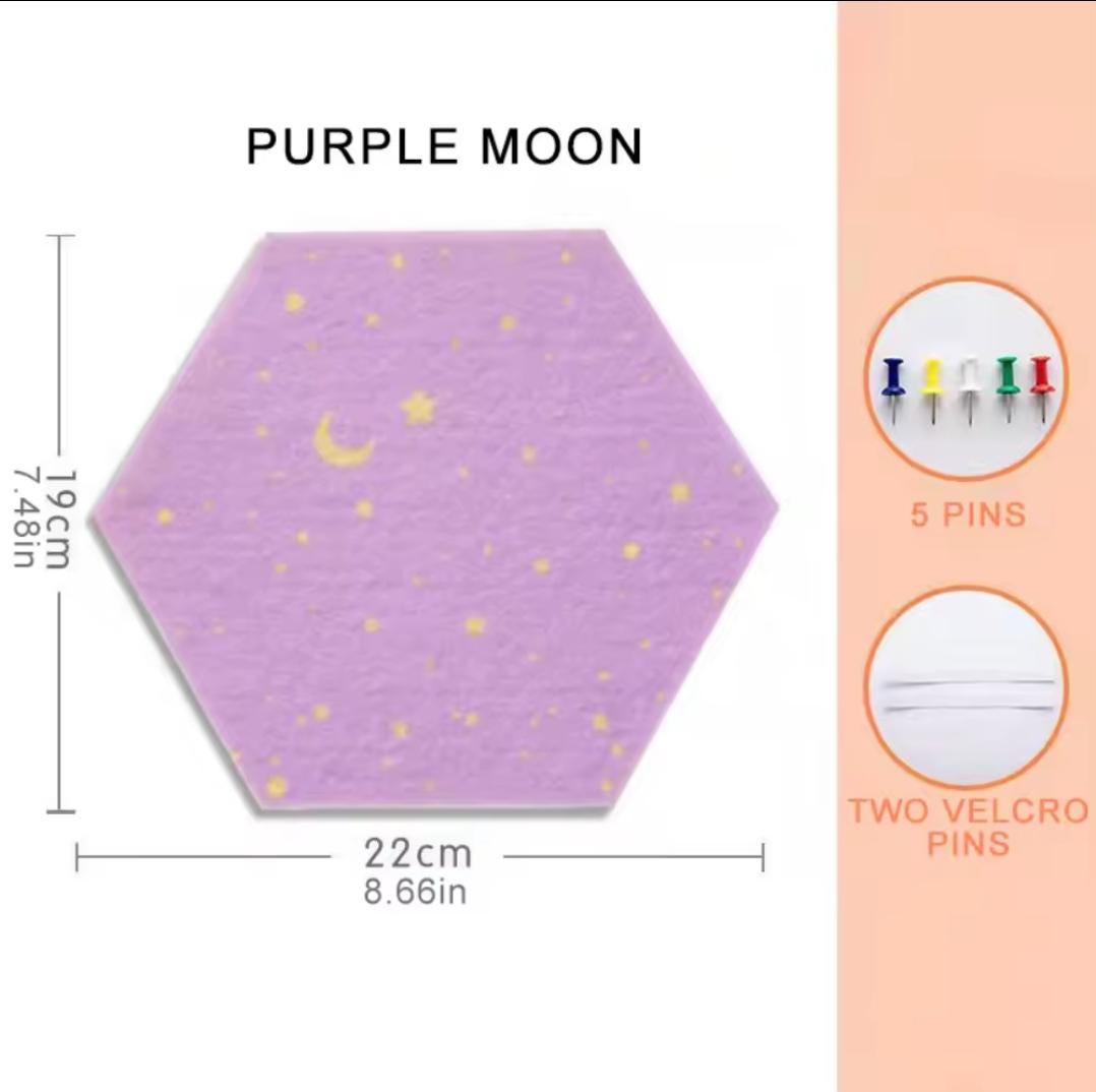 Hexagon felt pin board | self-adhesive memo tile for photos and notes | wall decor and notice board