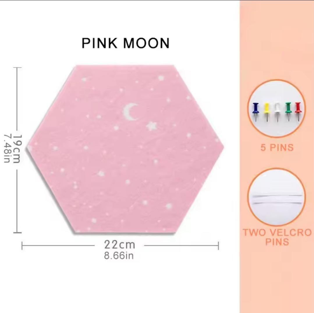 Hexagon felt pin board | self-adhesive memo tile for photos and notes | wall decor and notice board