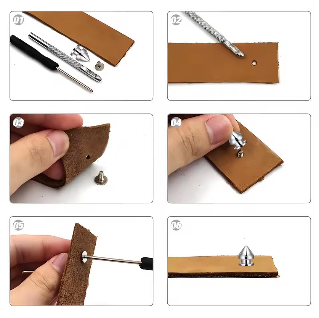 Punk Style Cone Spikes Screwback Studs Rivets Set | DIY Accessories Pack for Clothes, Belts, Shoes, and Bags