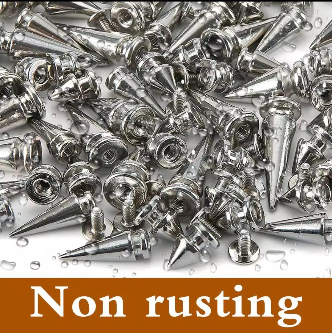 Punk Style Cone Spikes Screwback Studs Rivets Set | DIY Accessories Pack for Clothes, Belts, Shoes, and Bags