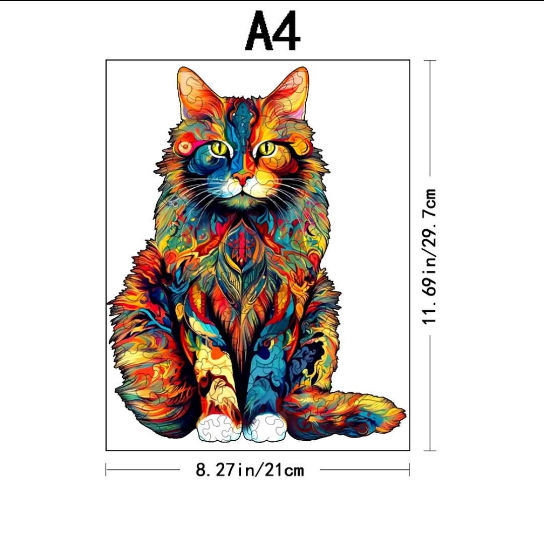 Premium wooden cat puzzle | laser-cut animal design for kids & adults | perfect gift idea