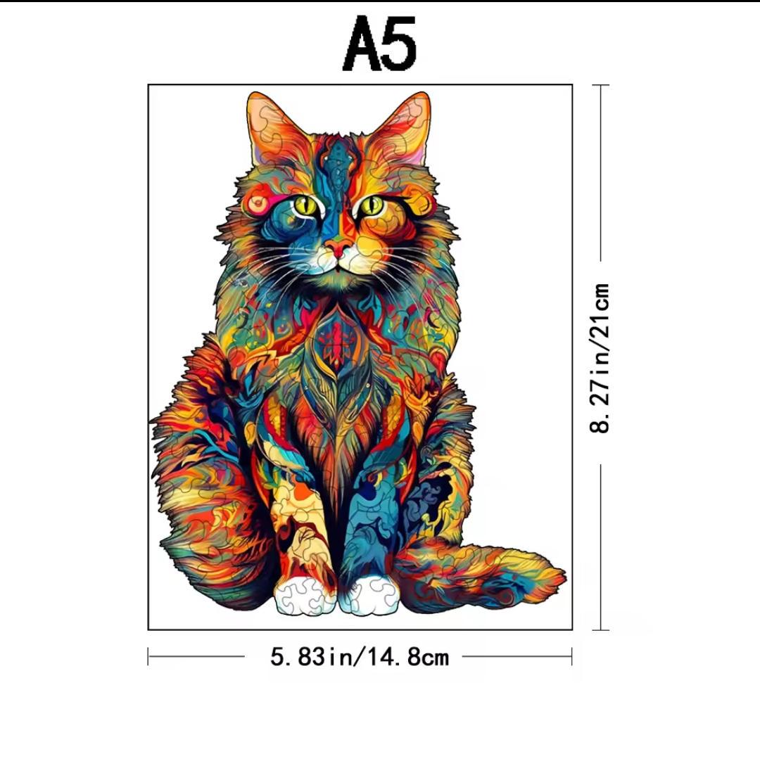 Premium wooden cat puzzle | laser-cut animal design for kids & adults | perfect gift idea