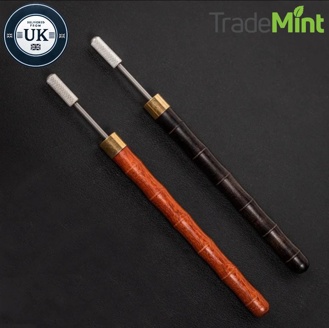 Leather edge painting pen | ebony handle with brass roller for diy leather craft & edge finishing