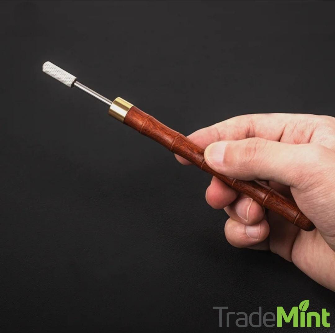 Leather edge painting pen | ebony handle with brass roller for diy leather craft & edge finishing