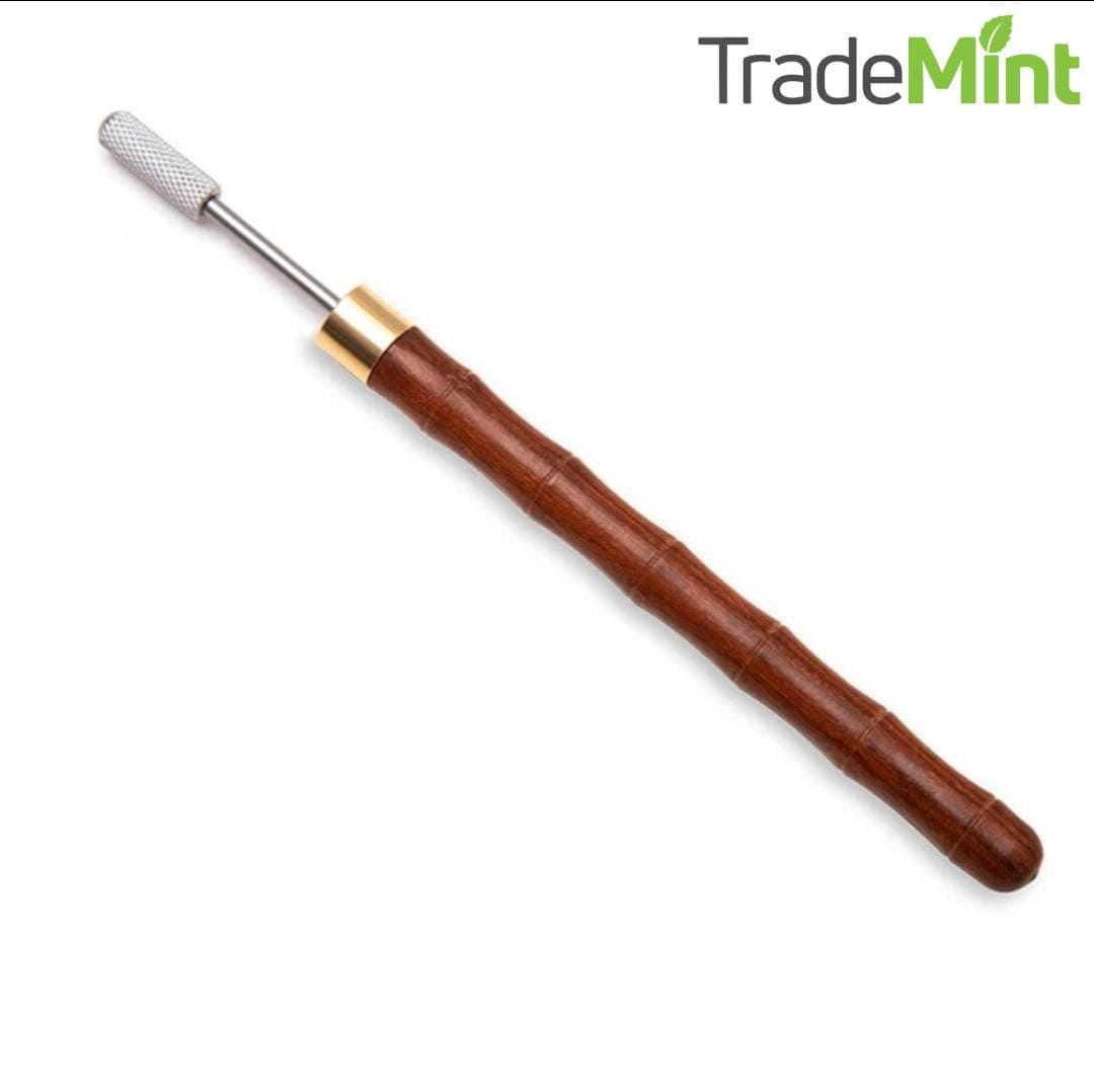 Leather edge painting pen | ebony handle with brass roller for diy leather craft & edge finishing