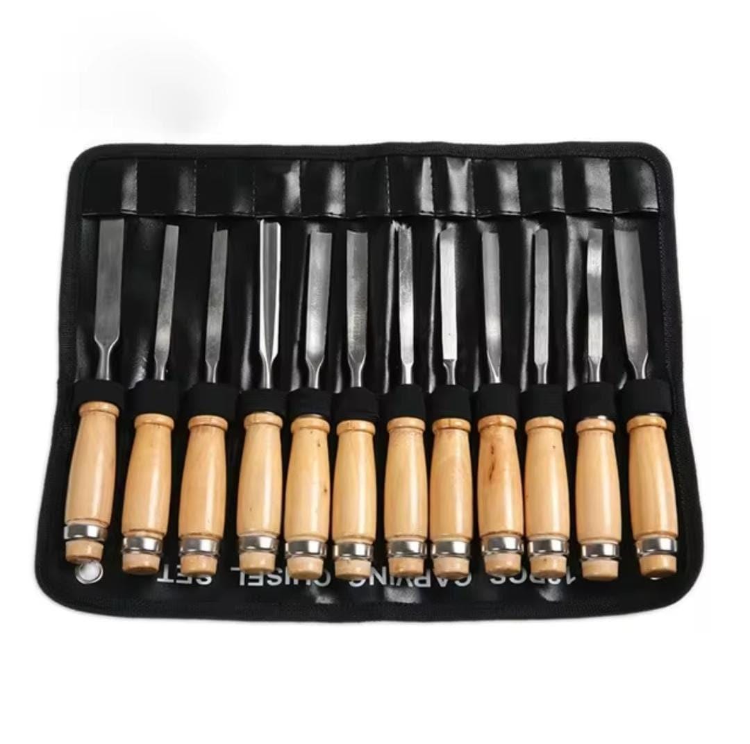 12-piece wood carving chisel set – premium hand tools for woodworking, crafting, and carpentry projects