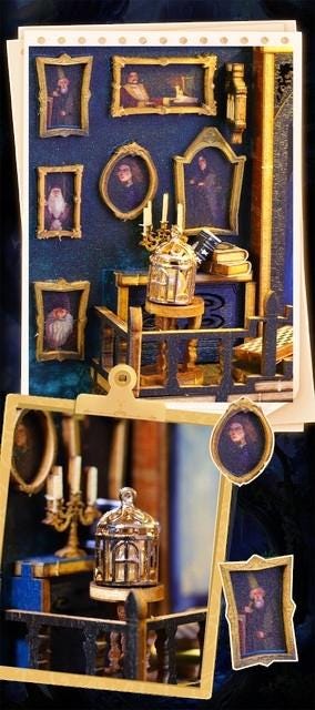3D DIY Book Nook Kit - LED Wooden Miniature Puzzle Bookshelf Insert | Glowing Magic Market Dollhouse Decor for Creative Gift & Home Office