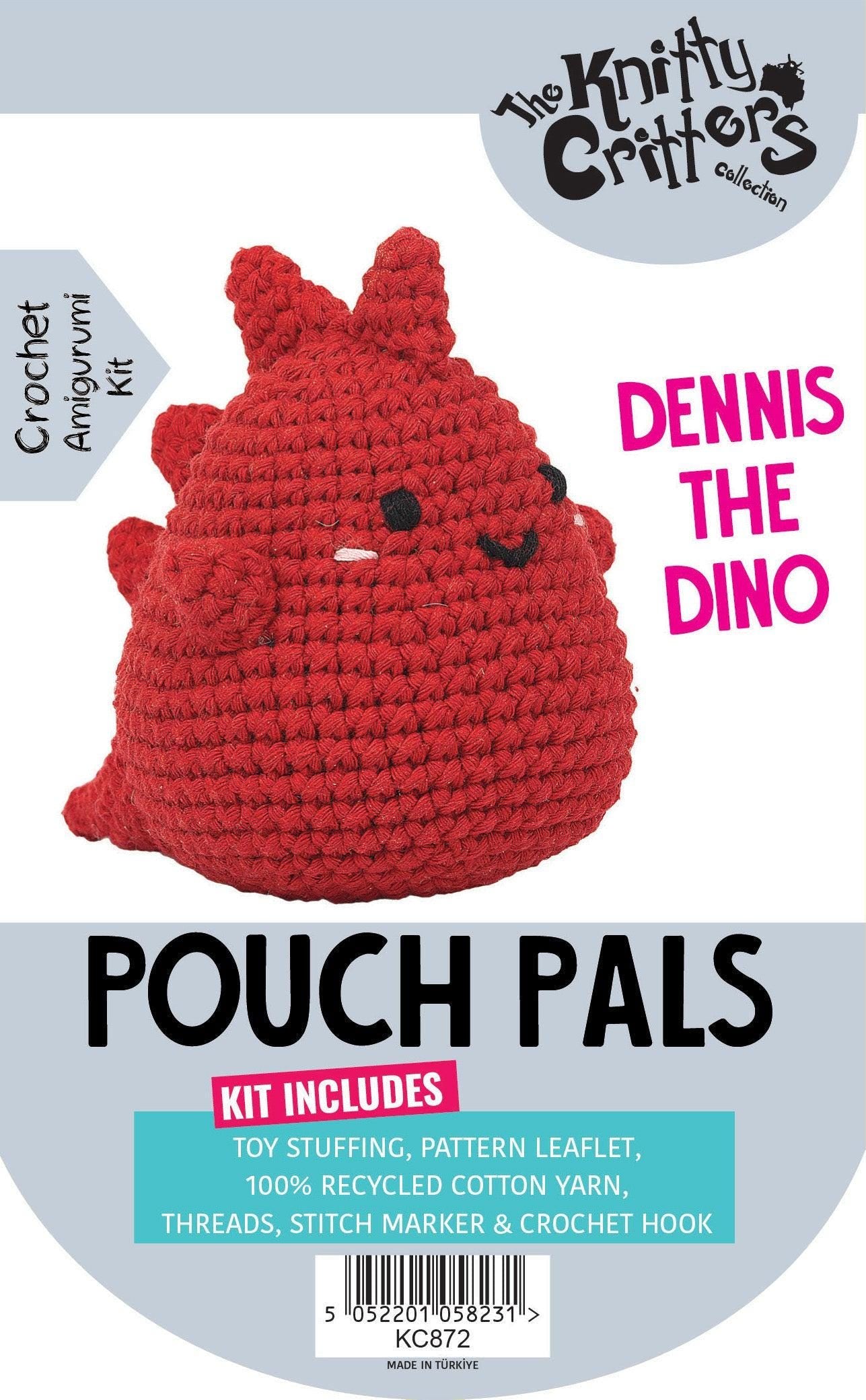Beginner amigurumi crochet kit | diy yarn set for bear, cat, dinosaur, and frog pouch pals | handmade craft for all skill levels