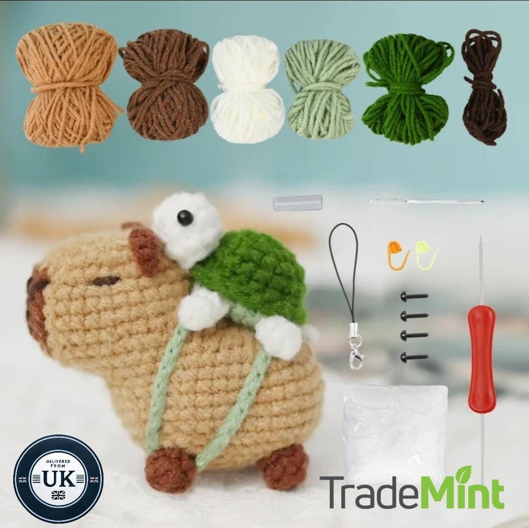 Capybara crochet kit | cute animal crochet starter set | diy craft kit for beginners & gift for craft lovers