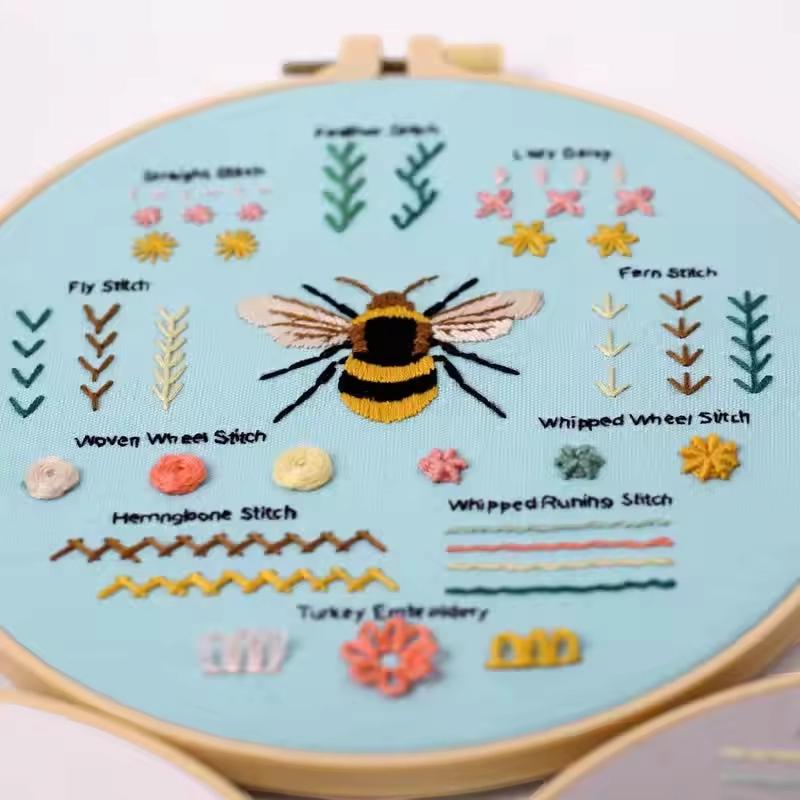 Embroidery Kit for Beginners | Stamped Flower Pattern & Thread Set | DIY Hand Stitch Kit with Hoop and Tools