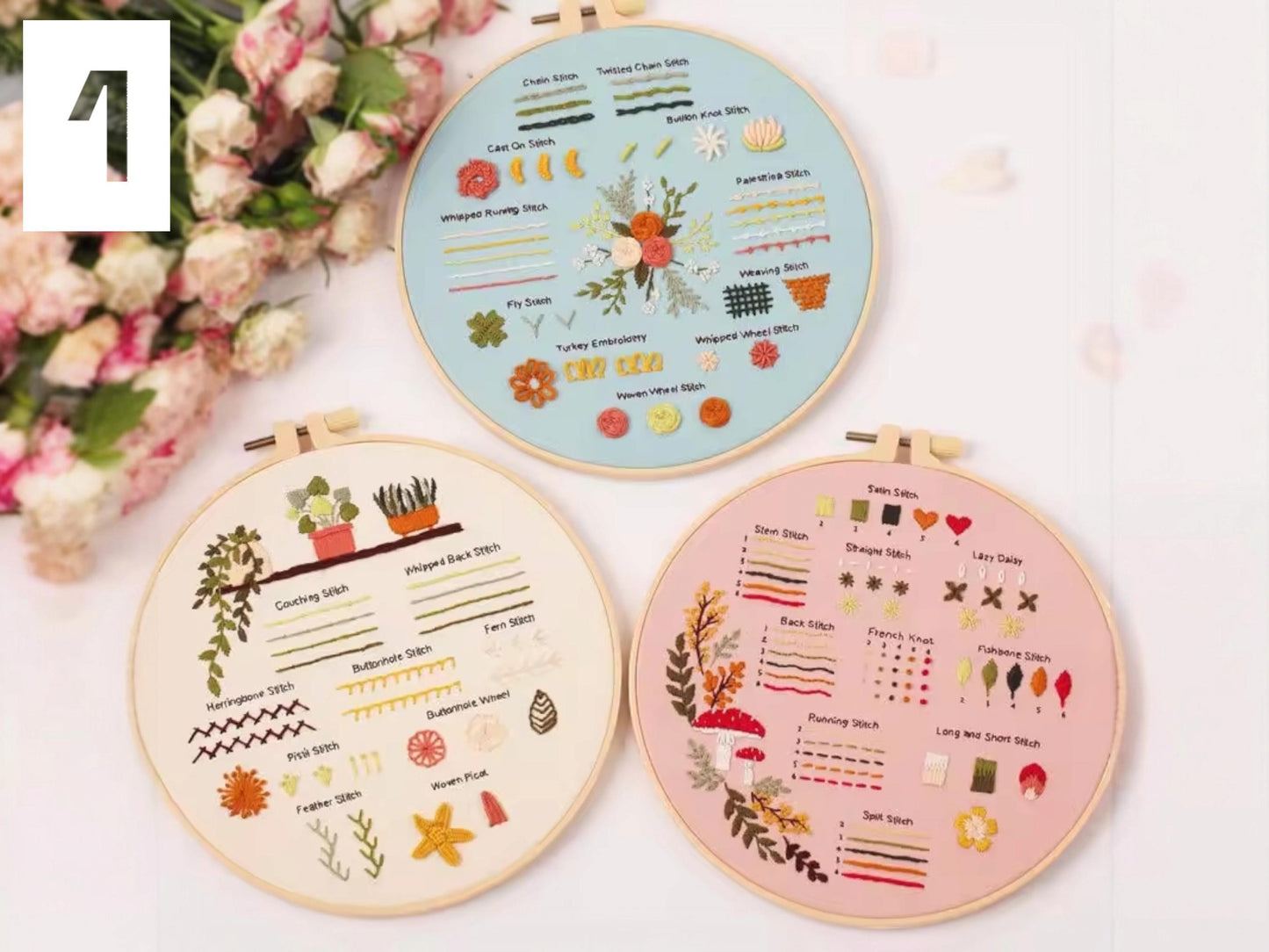 Embroidery Kit for Beginners | Stamped Flower Pattern & Thread Set | DIY Hand Stitch Kit with Hoop and Tools