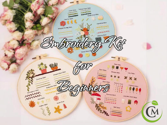 Embroidery Kit for Beginners | Stamped Flower Pattern & Thread Set | DIY Hand Stitch Kit with Hoop and Tools