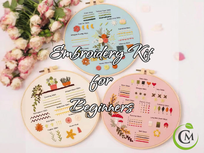 Embroidery Kit for Beginners | Stamped Flower Pattern & Thread Set | DIY Hand Stitch Kit with Hoop and Tools