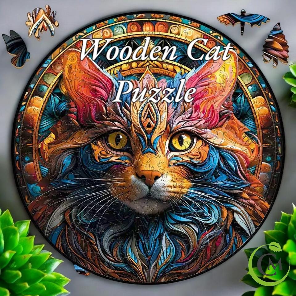 Mystic Cat Wooden Jigsaw Puzzle | Unique Gift for Cat Lovers & Puzzle Enthusiasts