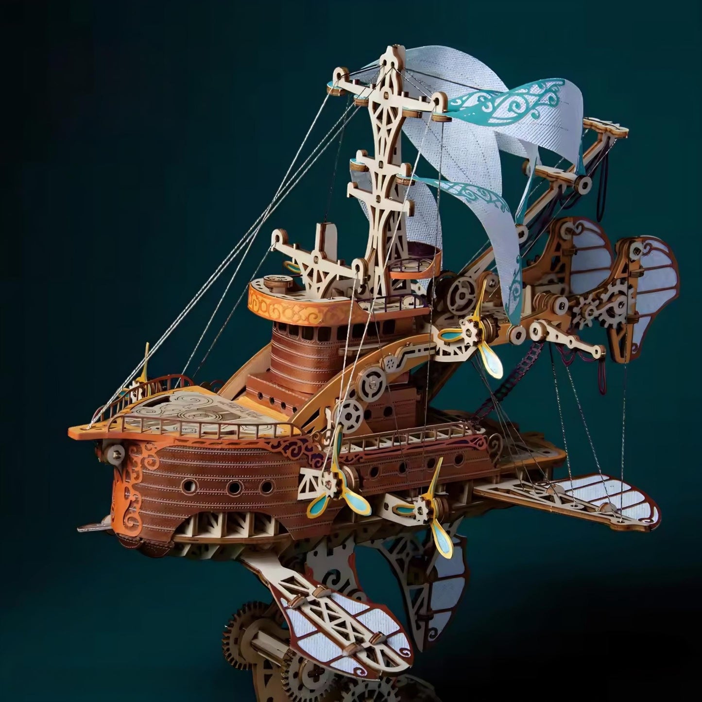 3D Wooden Airship Puzzle | Steampunk DIY Model Kit | 421 pcs | Unique Gift for Adults & Teens