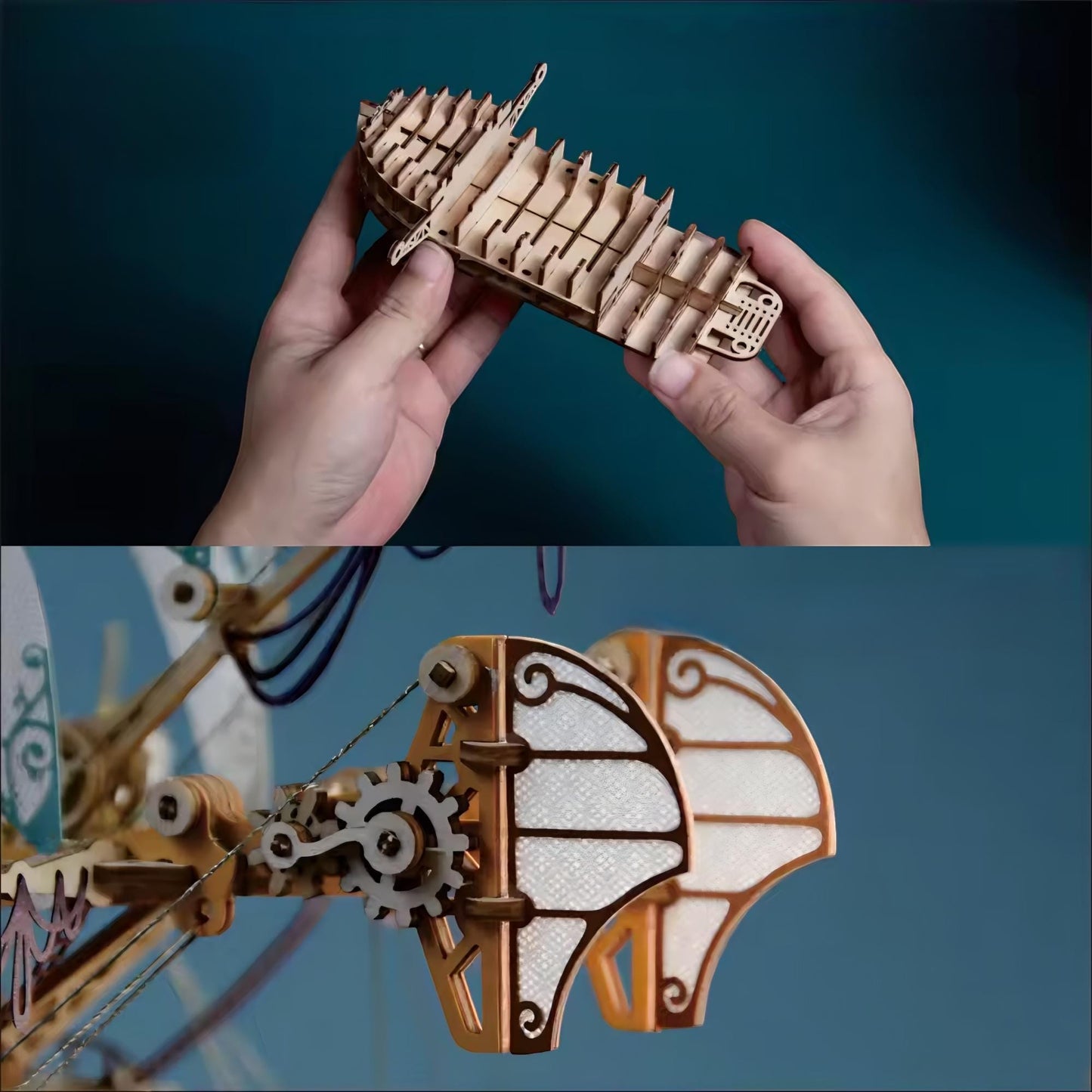 3D Wooden Airship Puzzle | Steampunk DIY Model Kit | 421 pcs | Unique Gift for Adults & Teens