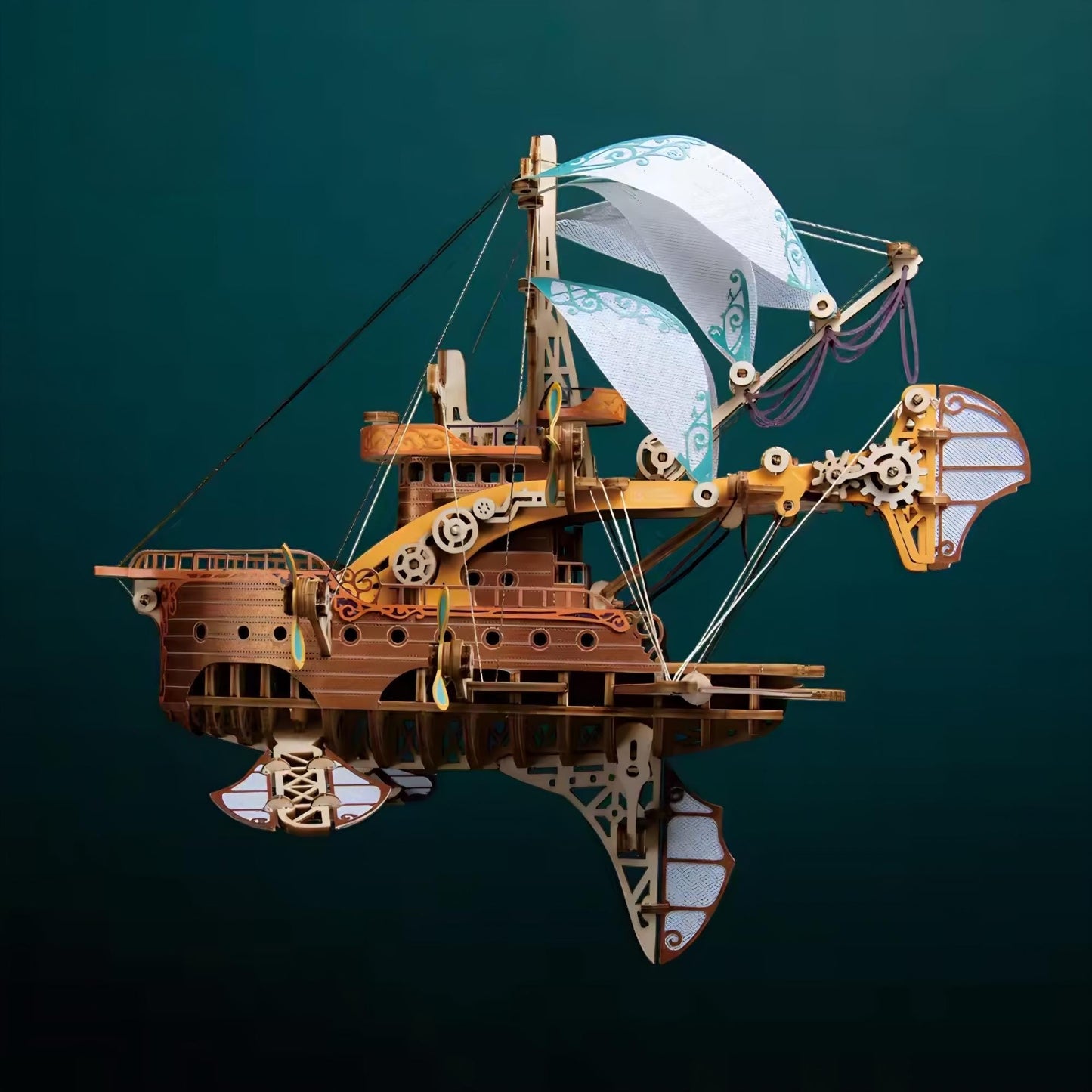 3D Wooden Airship Puzzle | Steampunk DIY Model Kit | 421 pcs | Unique Gift for Adults & Teens