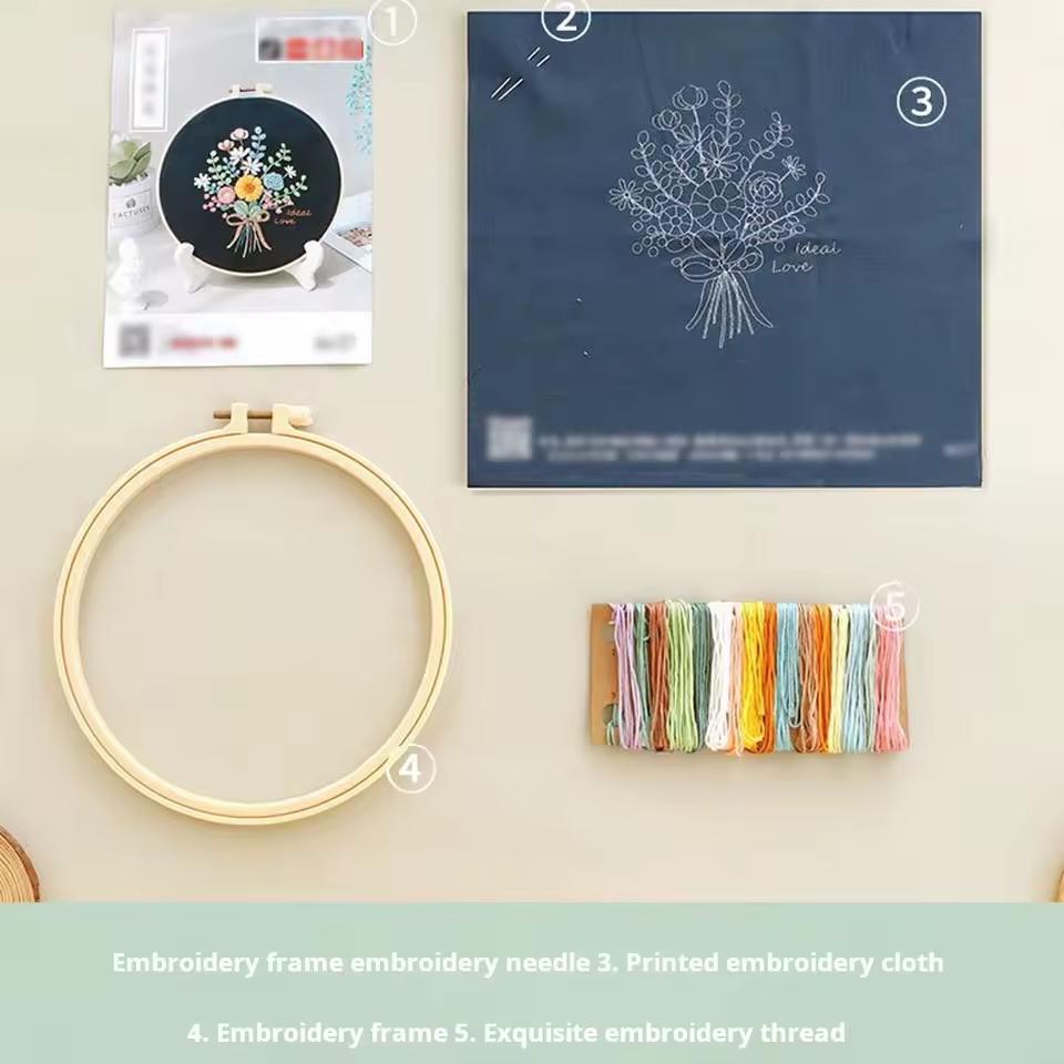 Beginners Embroidery Kit - Floral Needlework Set | Hoop, Threads and Printed Fabric | Hand Stitch Gift & Home Decor