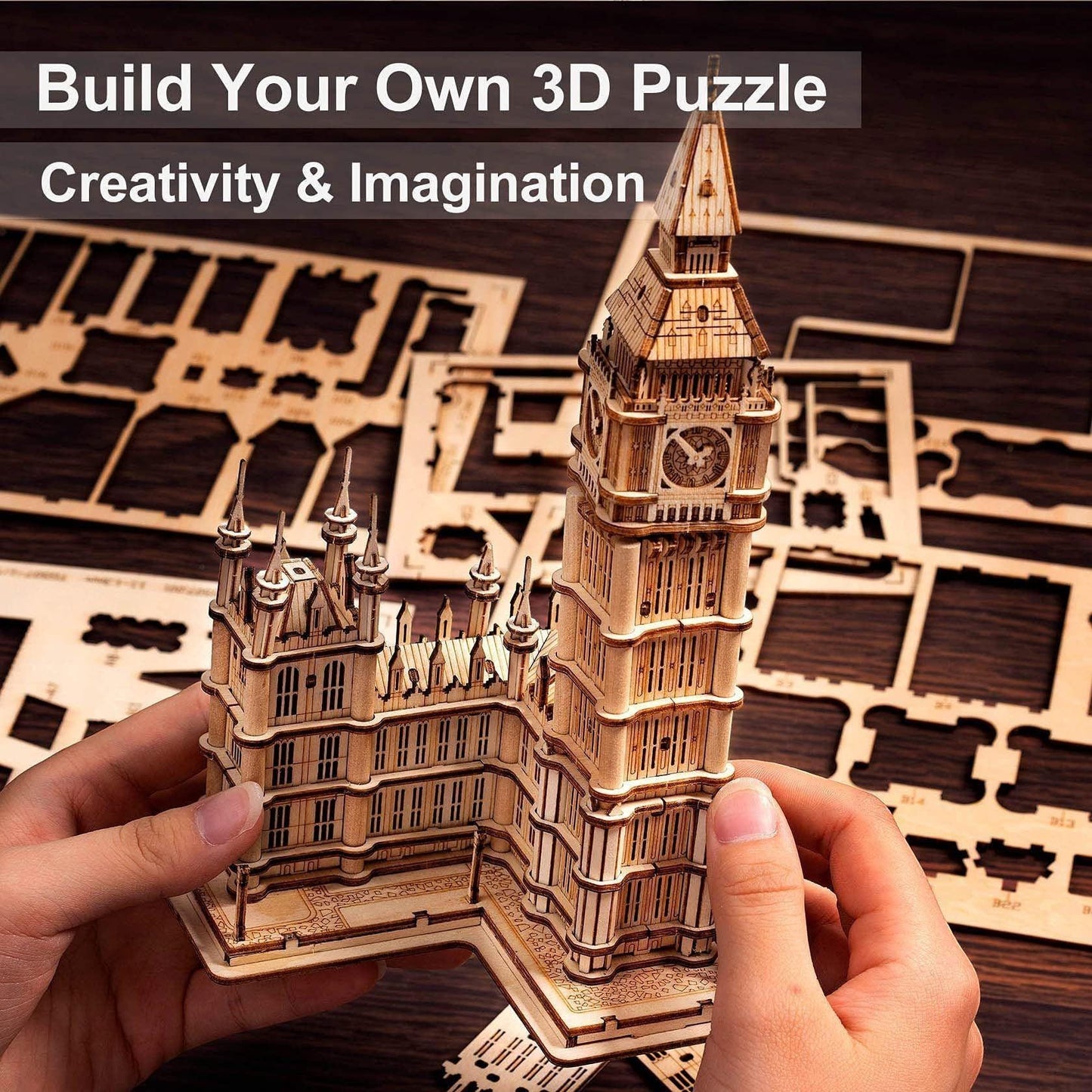 3D Wooden Big Ben Puzzle | DIY London Landmark Model Kit | Laser Cut Building Craft with LED | Unique Gift for Architecture Lovers