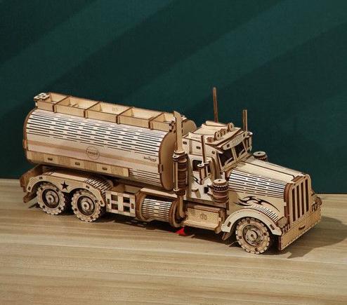 Wooden Truck Puzzle | 3D DIY Model Truck Kit | Mechanical Puzzle with Piggy Bank | Gift for Kids & Adults | Building Toy