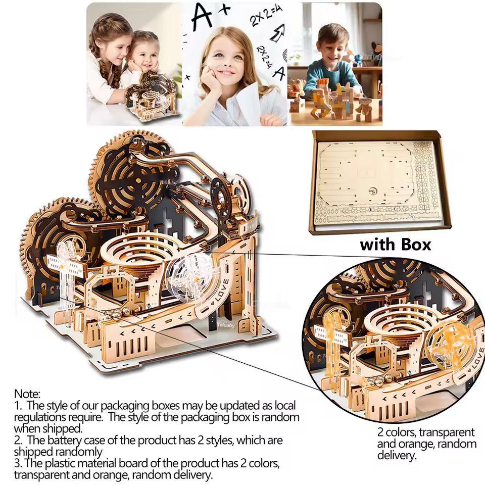 3D Wooden Puzzle Marble Run | DIY Mechanical Model Kit | Unique Gift for Puzzle & STEM Lovers | Educational Building Set for Adults and Kids