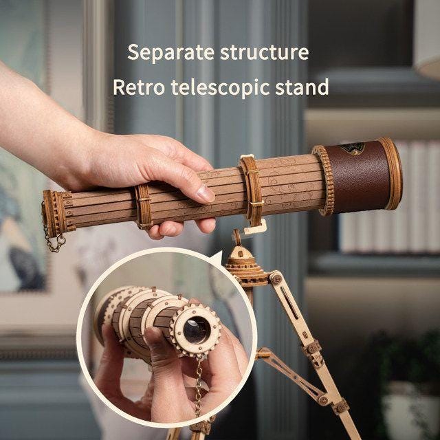 Wooden Telescope Model DIY Kit | 3D Puzzle for Adults & Teens | Monocular Assembly Craft | Fun Gift Idea | Steampunk Decor Toy