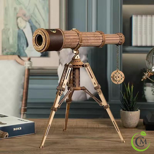Wooden Telescope Model DIY Kit | 3D Puzzle for Adults & Teens | Monocular Assembly Craft | Fun Gift Idea | Steampunk Decor Toy