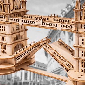 Tower Bridge Wooden Model Kit | 3D Wooden Puzzle Landmark Gift | DIY Craft Kit for Adults & Teens with LED Light | London Bridge Home Décor