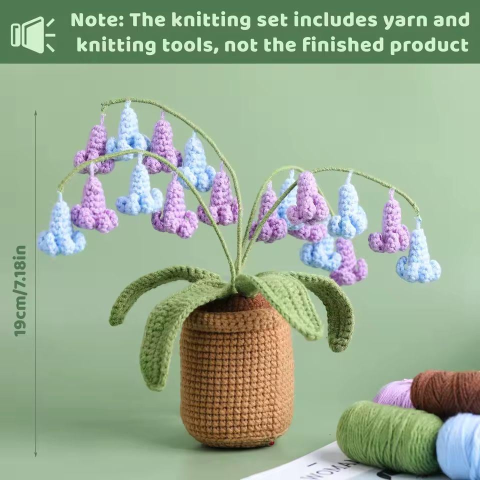 DIY Crochet Flower Kit – Beginner-Friendly Yarn Craft | Tulip, Daisy & Bluebell Crochet Set | Handmade Floral Home Decor