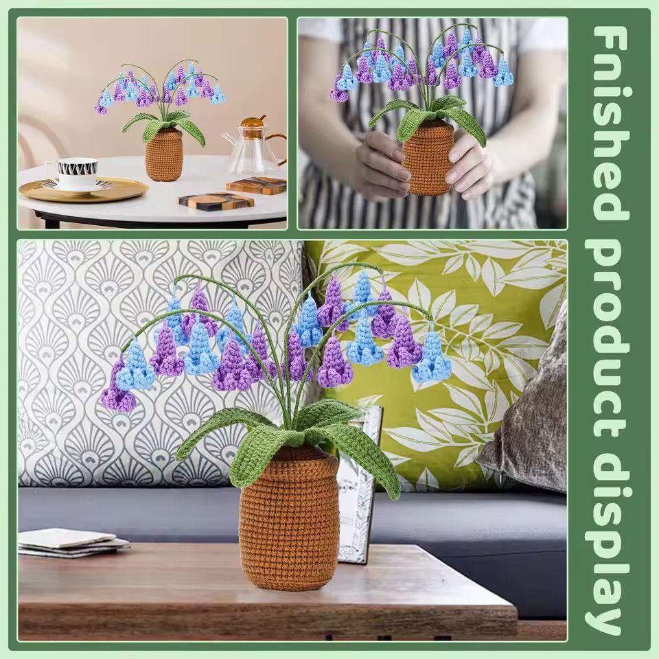 DIY Crochet Flower Kit – Beginner-Friendly Yarn Craft | Tulip, Daisy & Bluebell Crochet Set | Handmade Floral Home Decor
