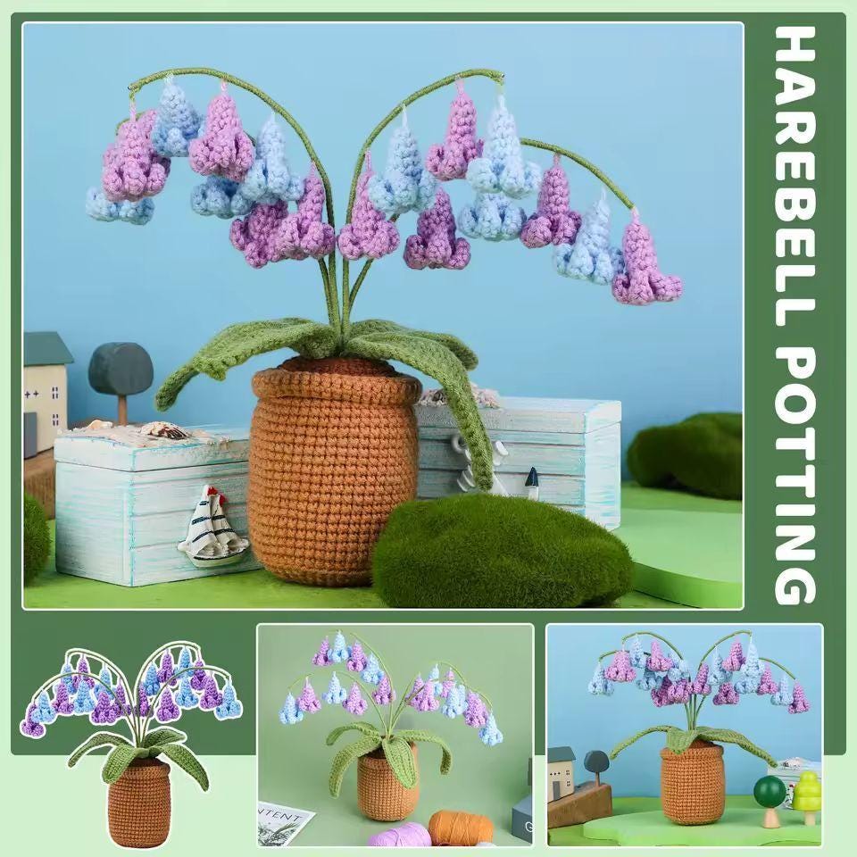 DIY Crochet Flower Kit – Beginner-Friendly Yarn Craft | Tulip, Daisy & Bluebell Crochet Set | Handmade Floral Home Decor