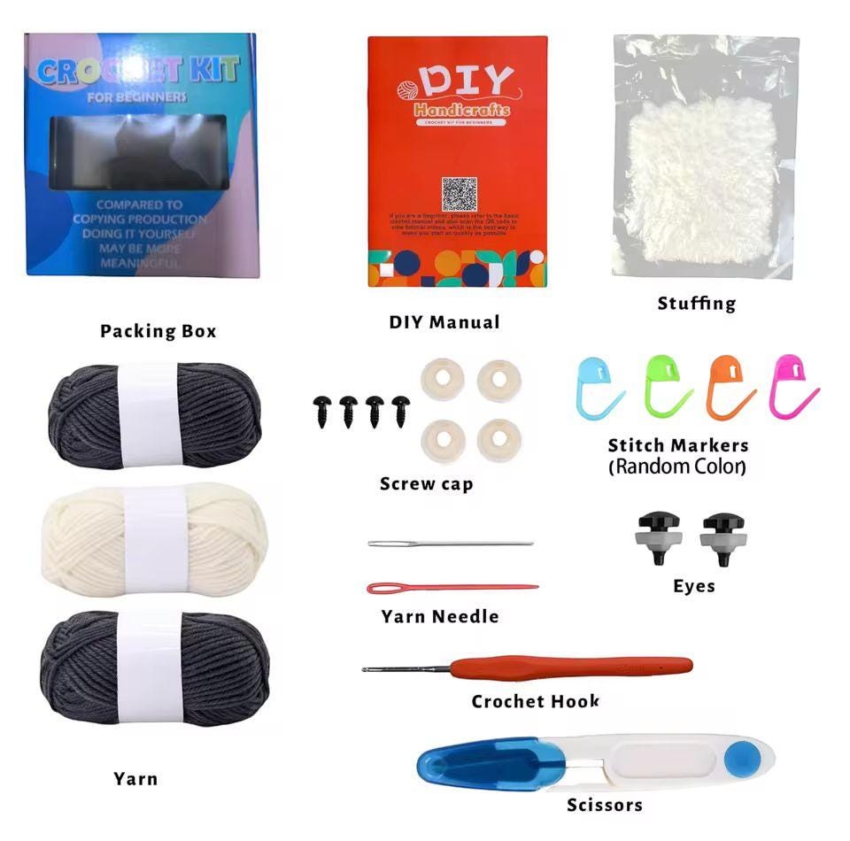 Crochet Dragon Kit for Beginners | DIY Learn to Crochet Kit with Step-by-Step Video Tutorials | Craft Gift for Adults & Kids